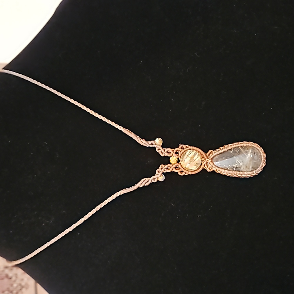 Elegant Handmade Rutilated Quartz Pendant Necklace